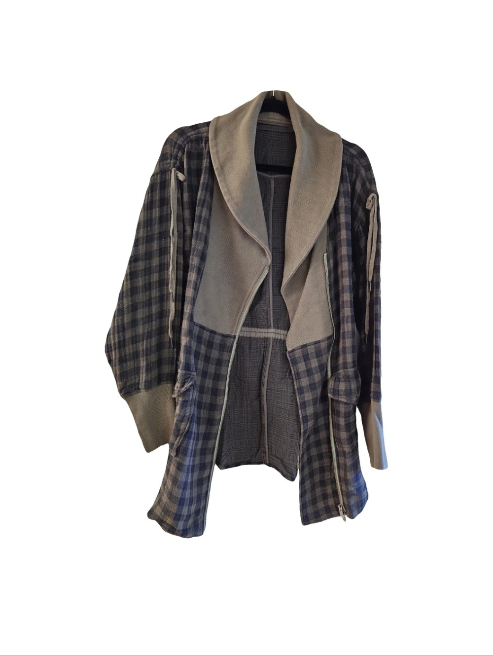 Nicholas K Long  Asymmetrical Zip Plaid Jacket, Size Small